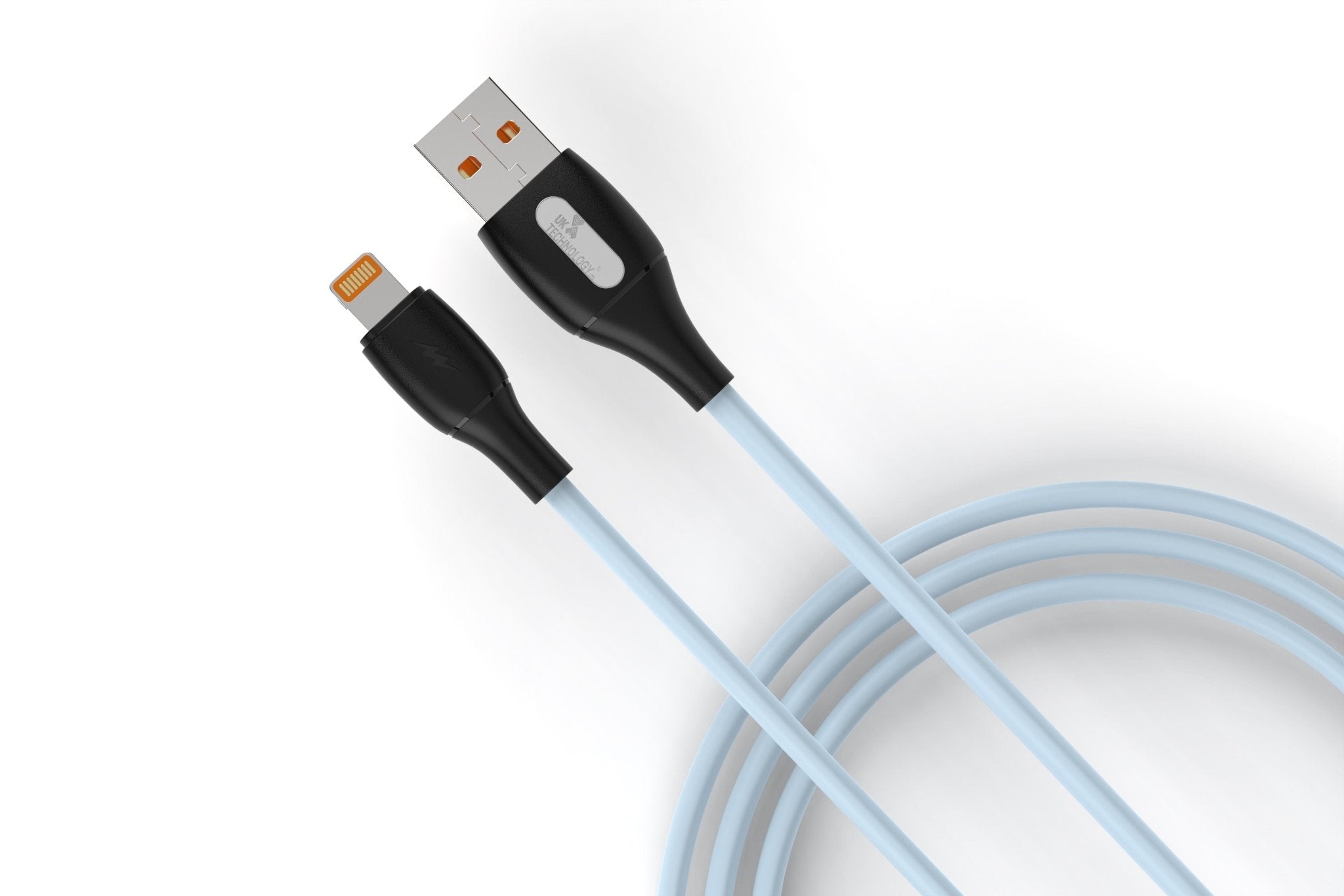 UK Technology Silicone Tangle-Free Charging Cable - Lightning blue