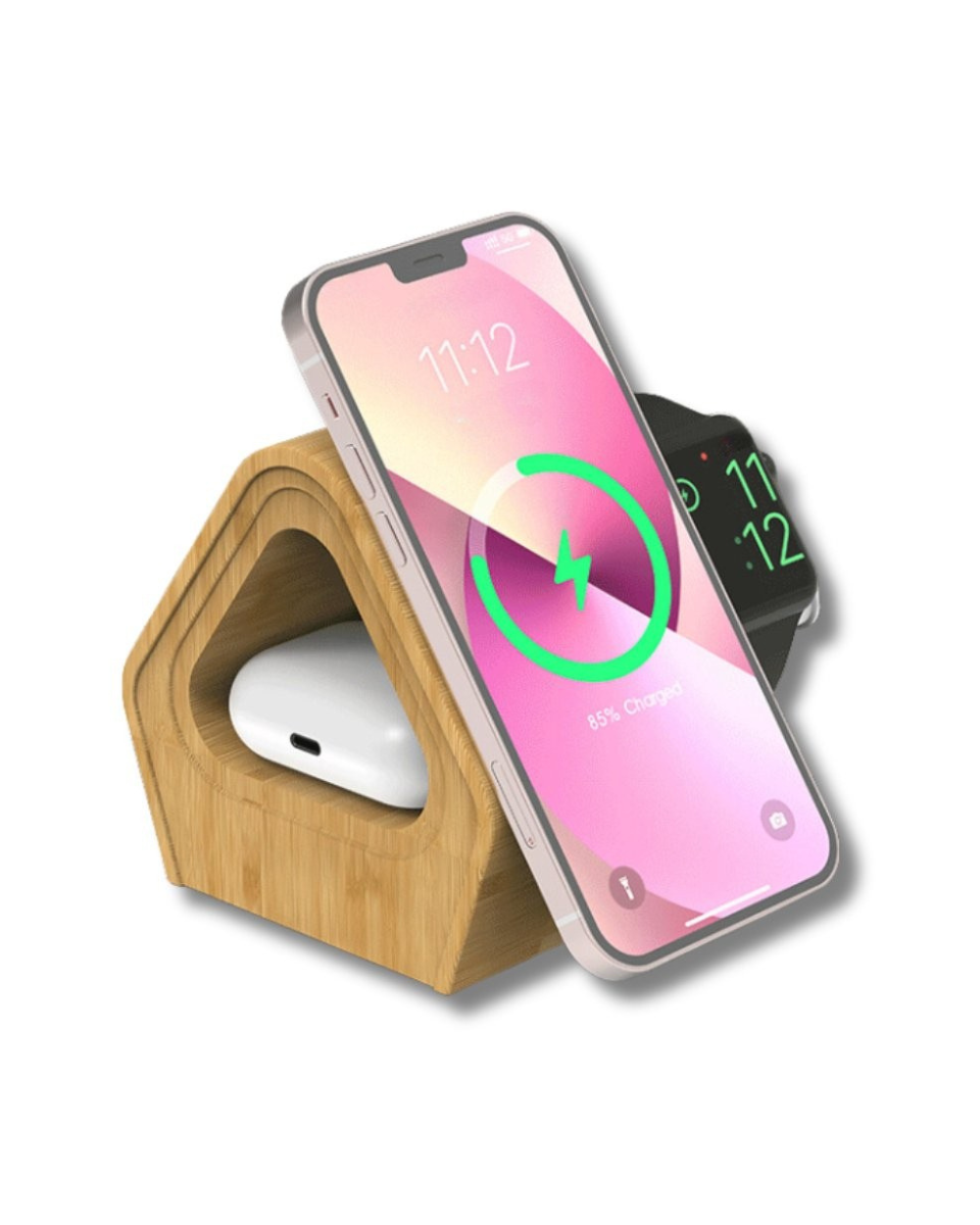 Bamboo Wireless Charging Station UK iPhone, iWatch, AirPods – UK