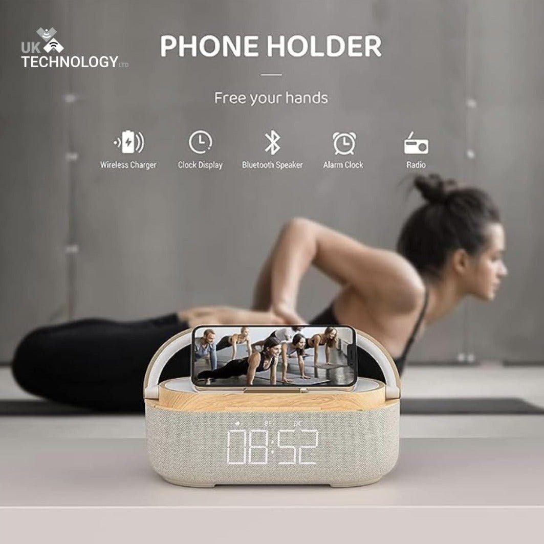 UK Technology Clock Radio Handle Lamp phone holder and wireless charging
