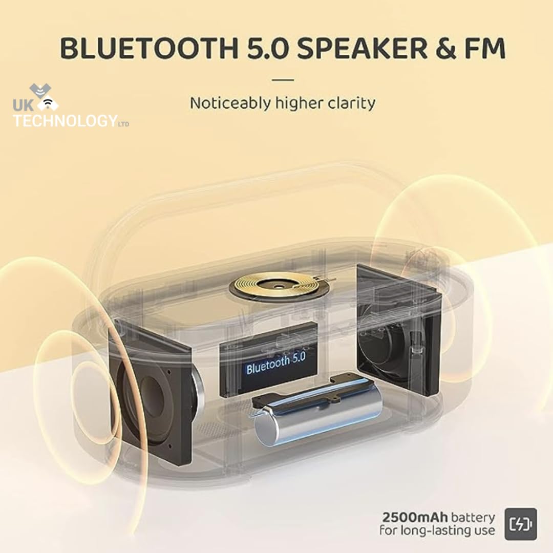 UK Technology Clock Radio Handle Lamp bluetooth 5.0 technology and fm radio