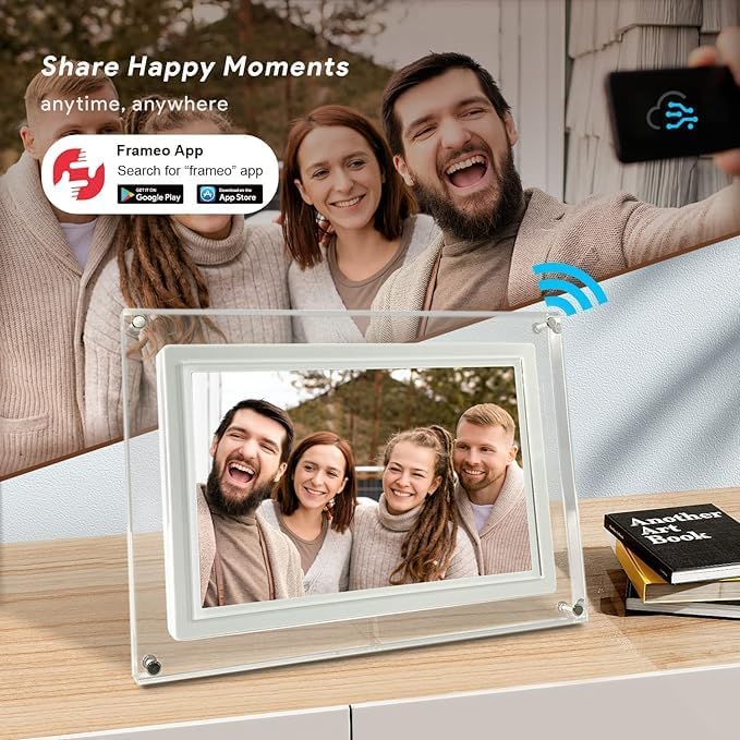 Cadre photo numérique WiFi en acrylique avec écran de 10,1 pouces