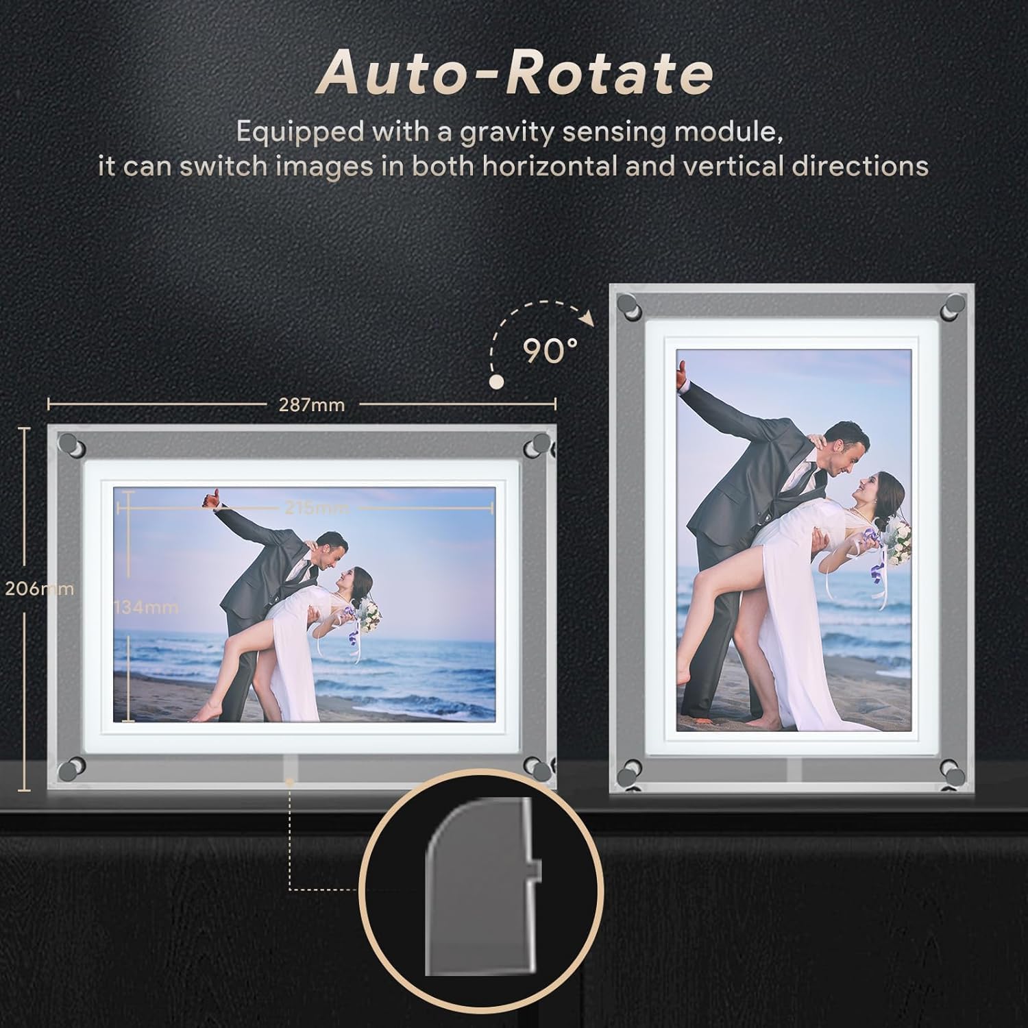 Cadre photo numérique WiFi en acrylique avec écran de 10,1 pouces