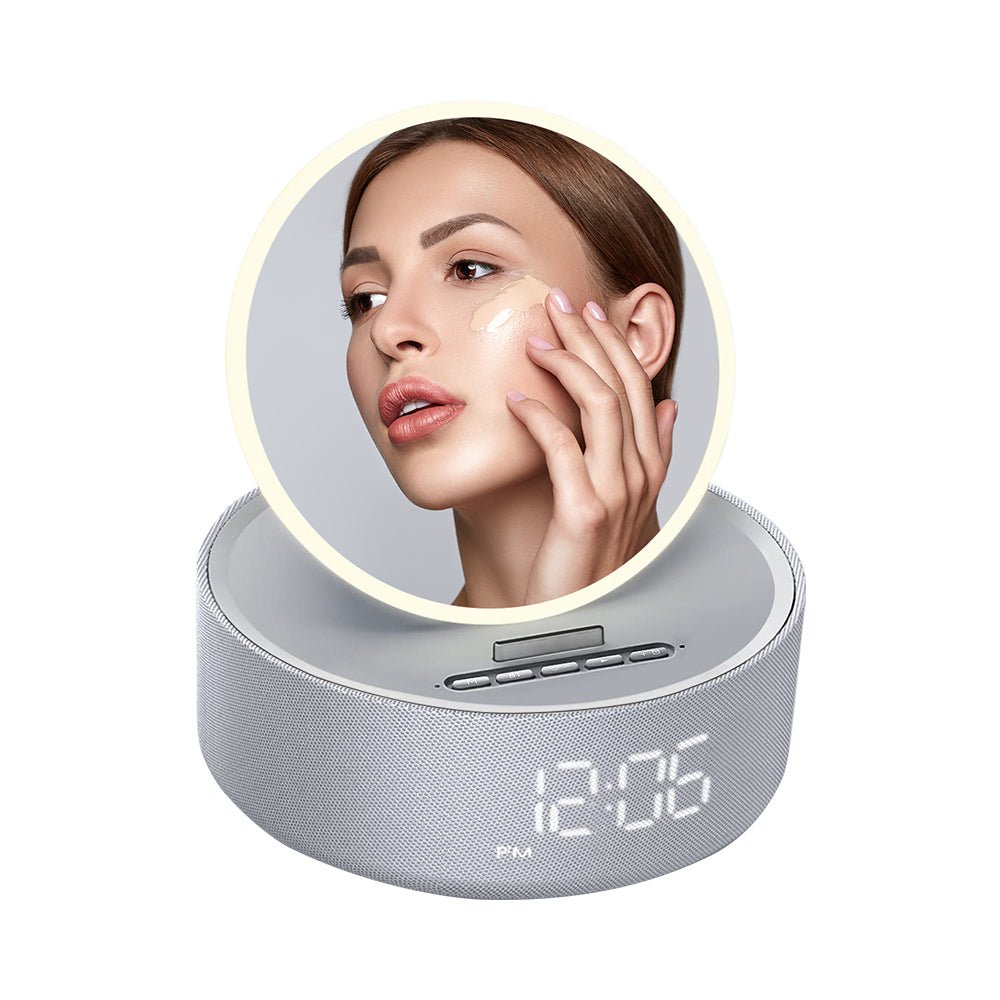 UK Technology Vanity Mirror front view with woman doing makeup in the mirror