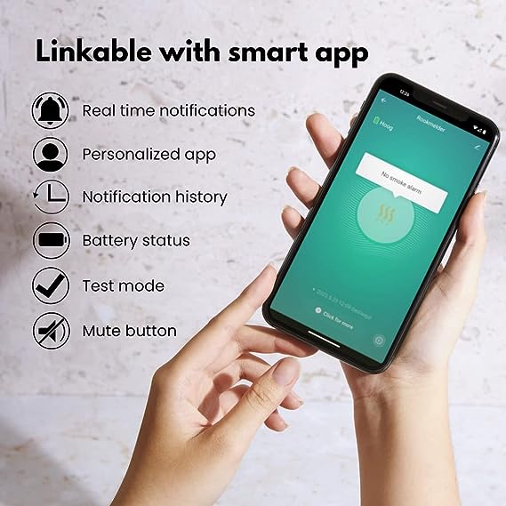 UK Technology Smart Smoke Alarm app connectivity with notifications, test mode, mute and alarm history