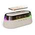 UK Technology Glass Top Clock Radio Speaker in rainbow mode with phone wireless charging