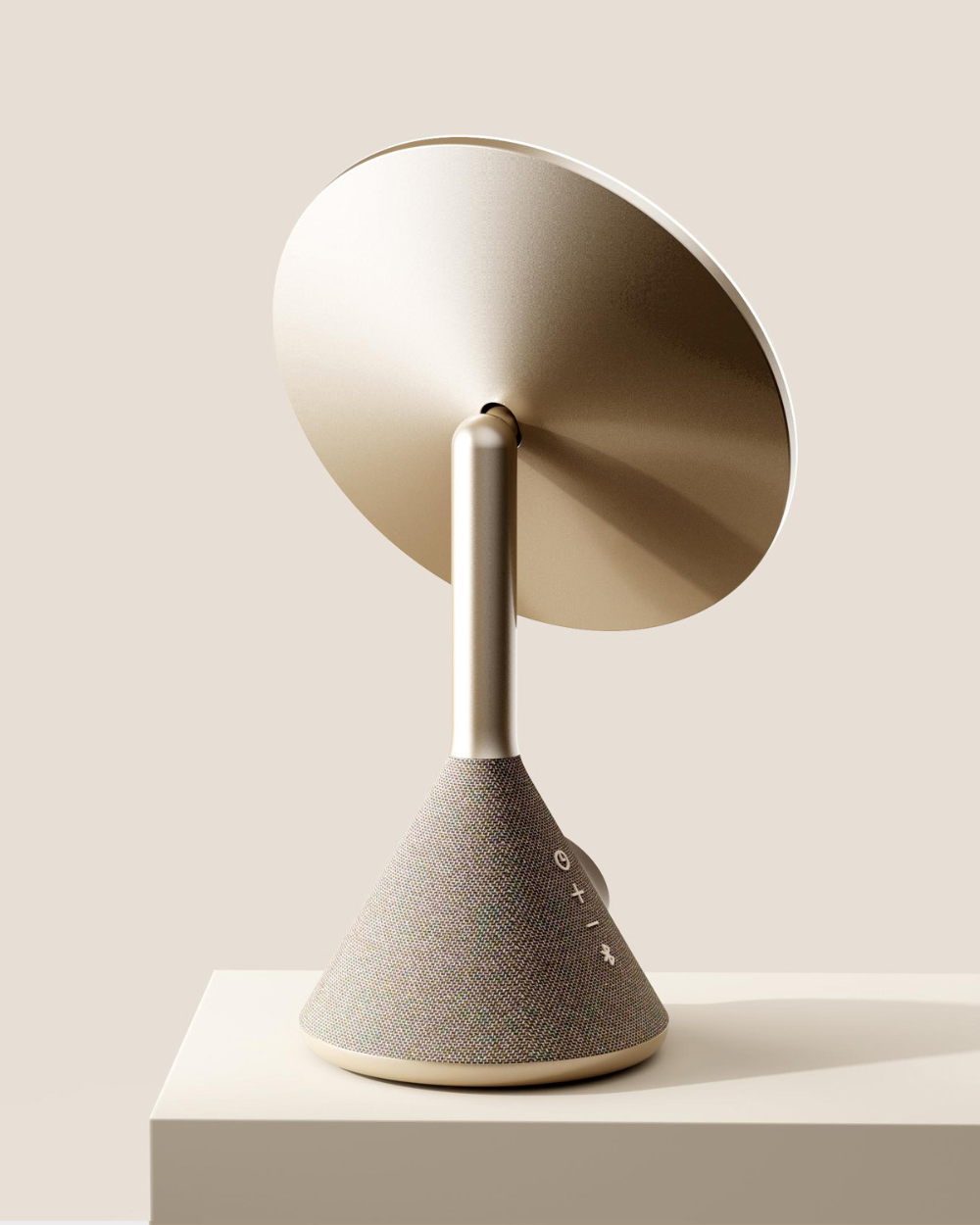 back shot of the vanity mirror with wireless charger, gold version