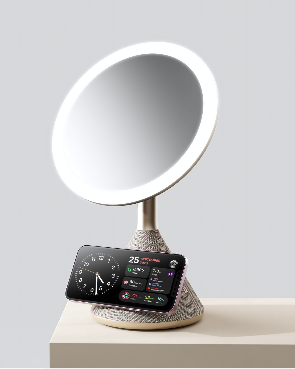 Vanity Mirror - Dimmable LED Light, MagSafe Wireless Charging, 15W Bluetooth Speaker