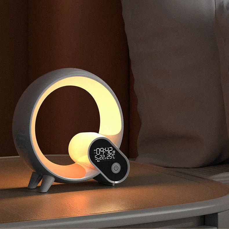 LED Bedside Night Light - Alarm Clock, Bluetooth Speaker (The Q Lamp)