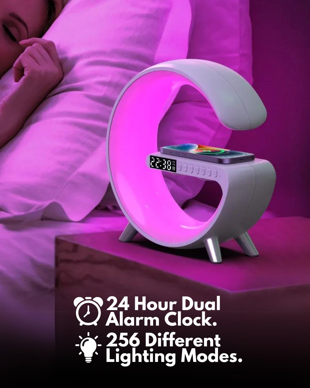 LED G Light - Alarm Clock, Bluetooth Speaker, Wireless Charger