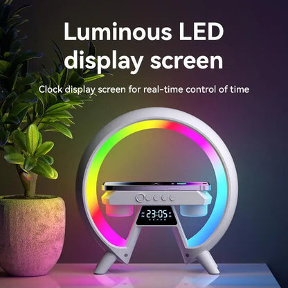 The O Lamp - Wireless charger, Bluetooth Speaker, LED Lamp, 24hr Alarm Clock