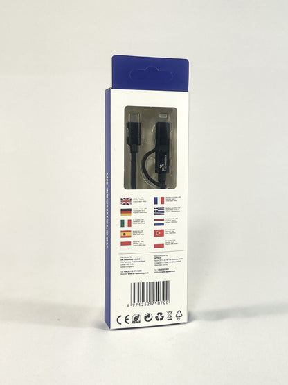 UK Technology 2-in-1 Charging Cable rear view of packaging