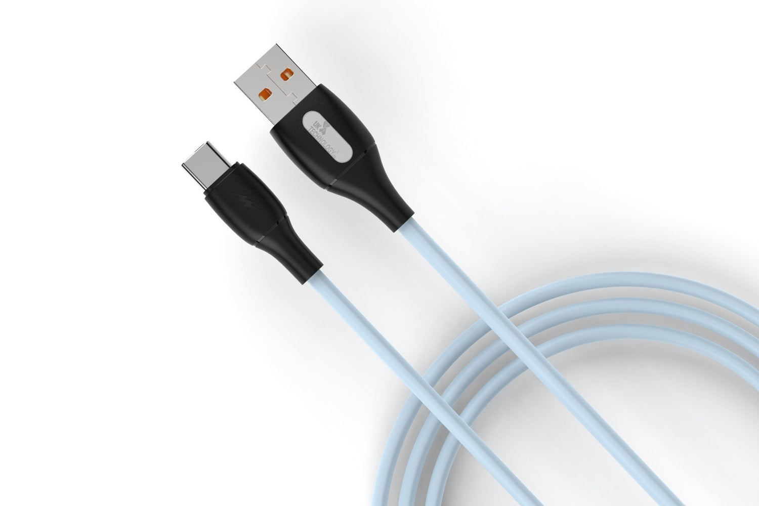 Silicone Tangle-Free Charging Cable - USB-C blue