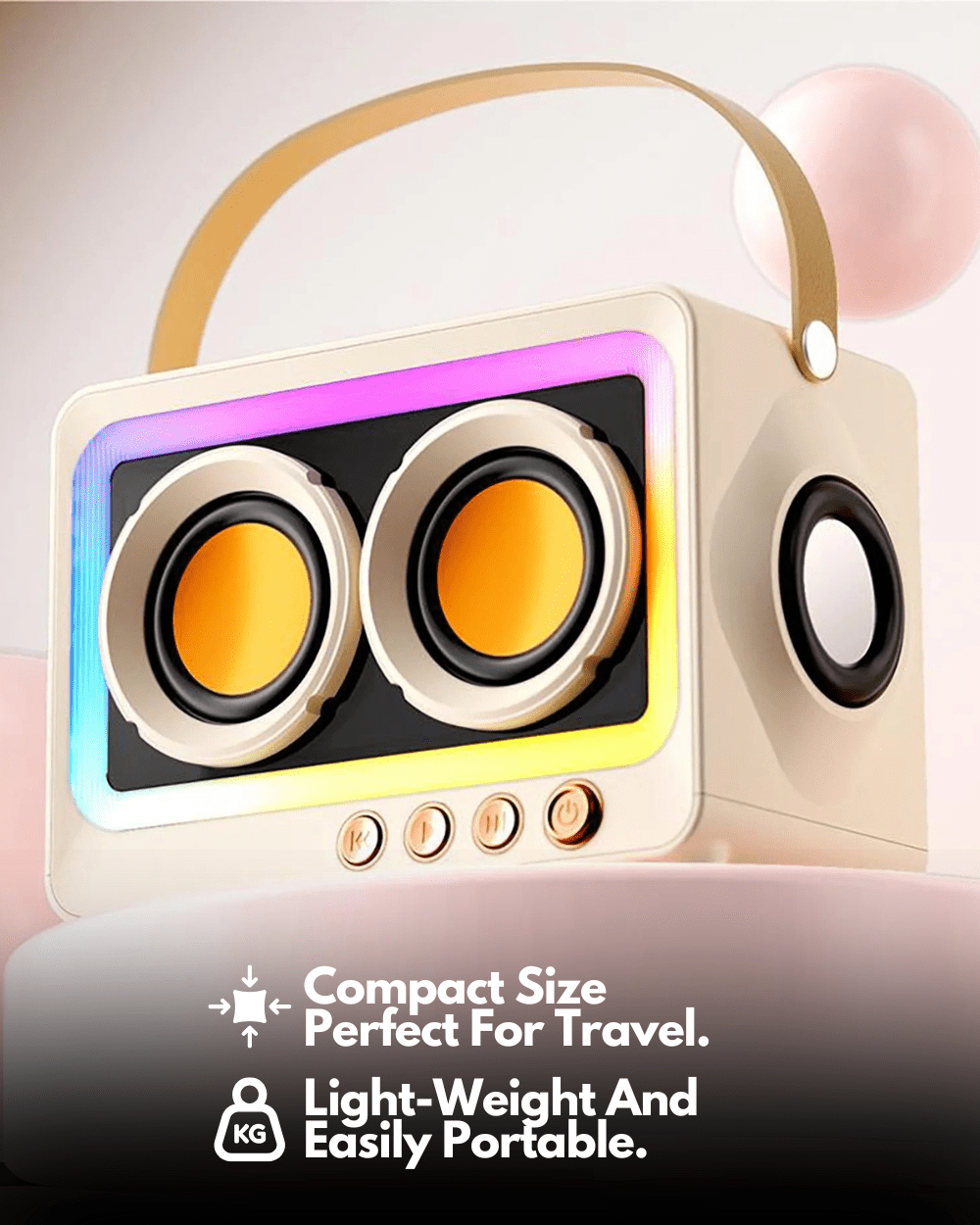 Retro Mini BoomBox - LED Bluetooth Speaker