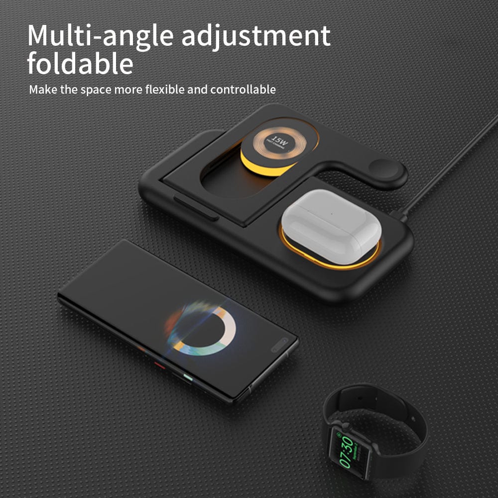 UK Technology TravelCharge 3 in 1 Wireless Charging Station multi angle fold able adjustment