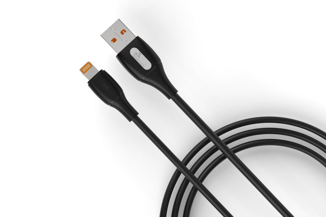 UK Technology Silicone Tangle-Free Charging Cable - Lightning black