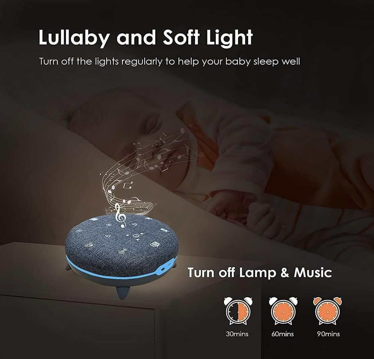 UK Technology Sleep Hub White Noise Machine lullaby and soft light feature