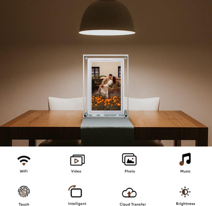 Cadre photo numérique WiFi en acrylique avec écran de 10,1 pouces