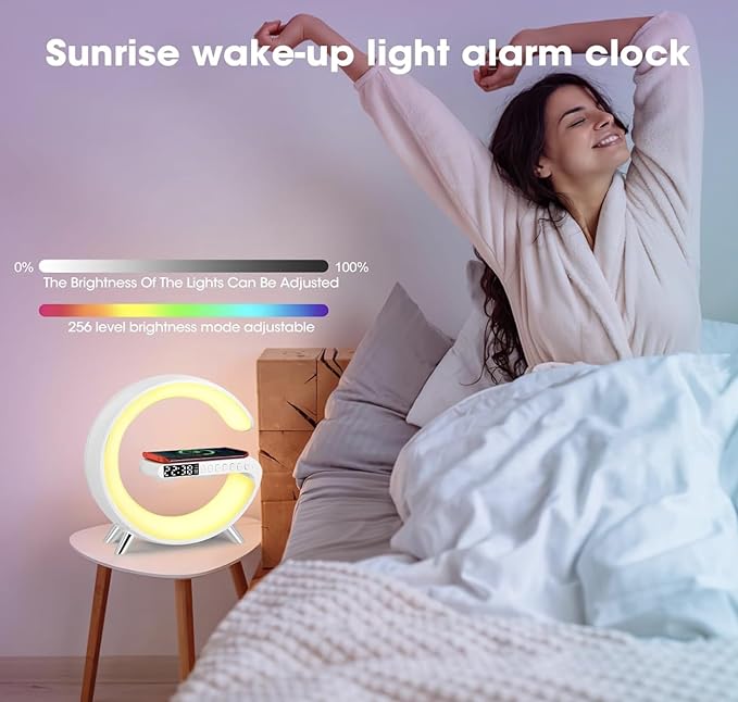 UK Technology G Shaped LED Lamp + Alarm Clock wake up sunrise light and alarm