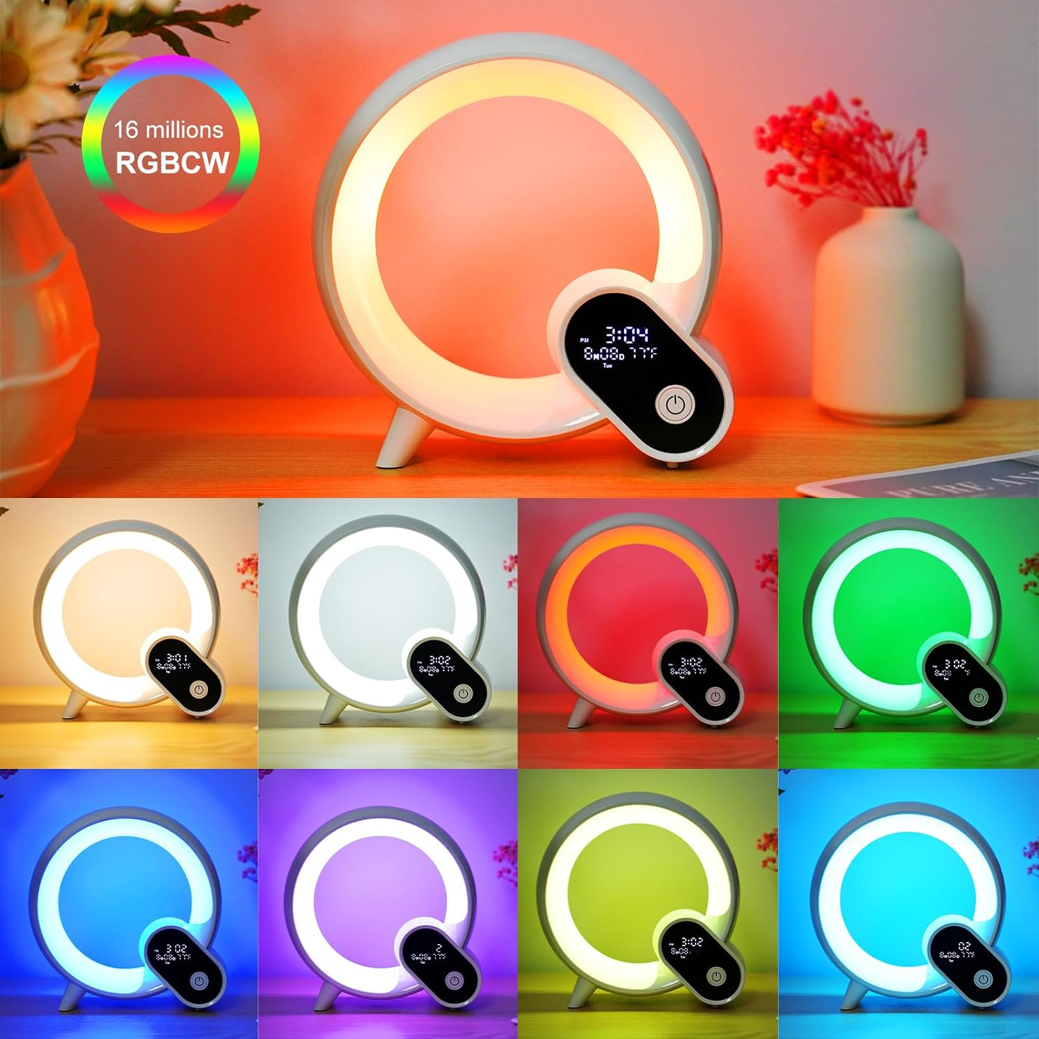 LED Bedside Night Light - Alarm Clock, Bluetooth Speaker (The Q Lamp)
