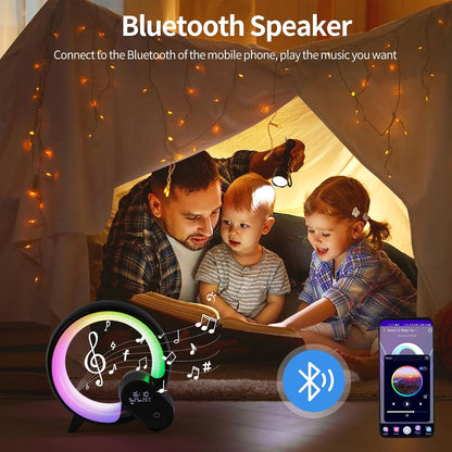 LED Bedside Night Light - Alarm Clock, Bluetooth Speaker (The Q Lamp)