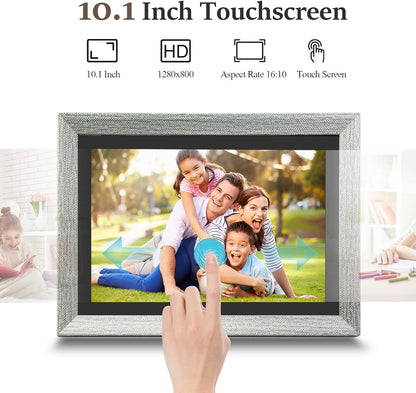 10.1 Inch Display Grey Wood WiFi Digital Photo Frame