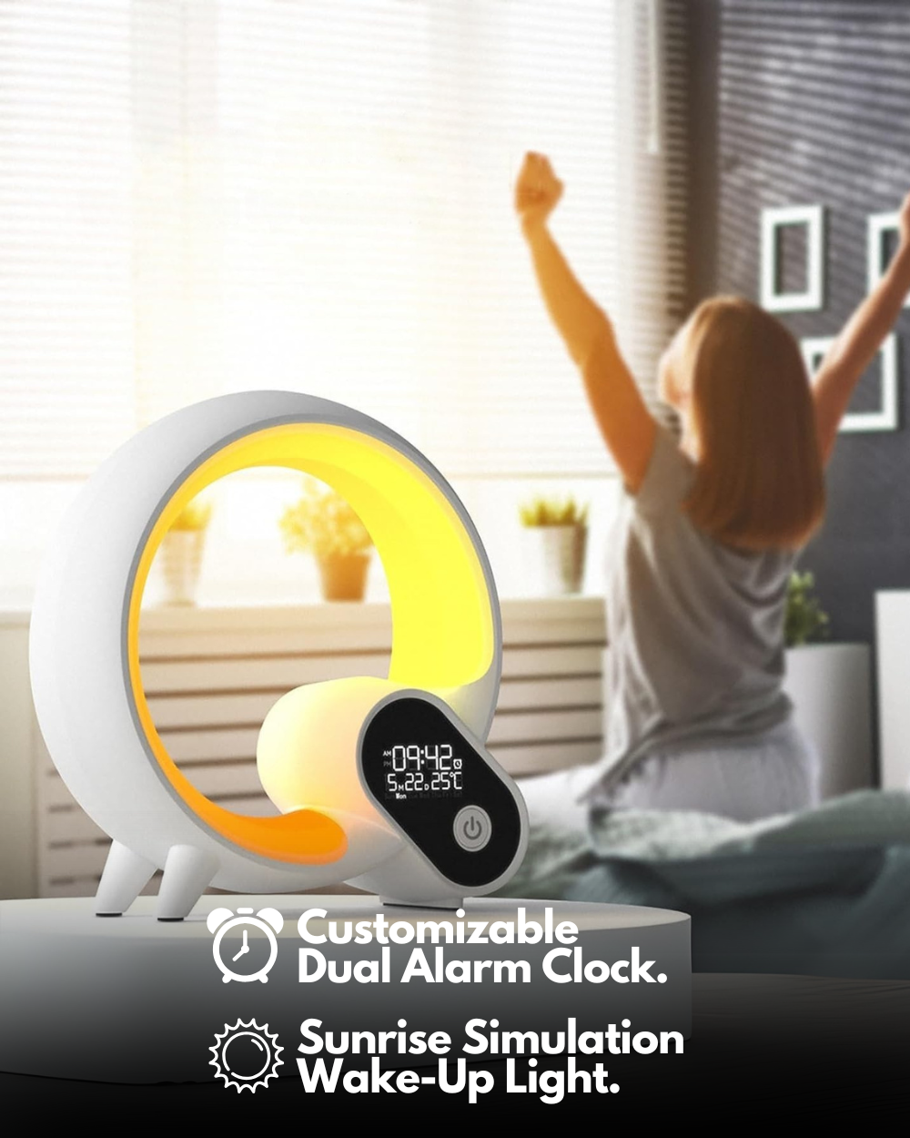 LED Bedside Night Light - Alarm Clock, Bluetooth Speaker (The Q Lamp)