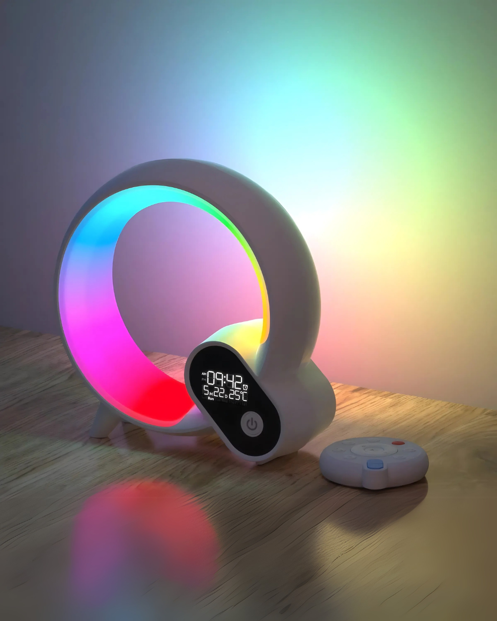 LED Bedside Night Light - Alarm Clock, Bluetooth Speaker (The Q Lamp)