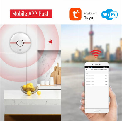 UK Technology Smart Smoke Alarm connecting to the temu app