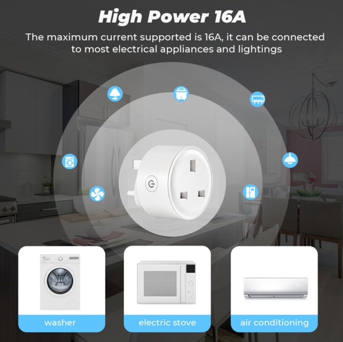 UK Technology Wi-Fi Smart Plug high power capacity to power items which require a higher power input