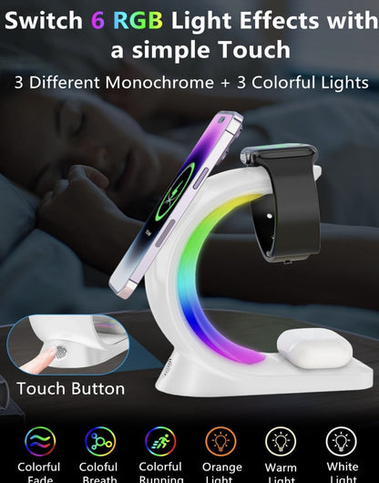 UK Technology The C Lamp 3 In 1 LED Wireless Charger white touch control for RGB LED lighting