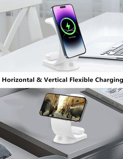 UK Technology The C Lamp 3 In 1 LED Wireless Charger white phone in horizontal and vertical positions for optimal viewing