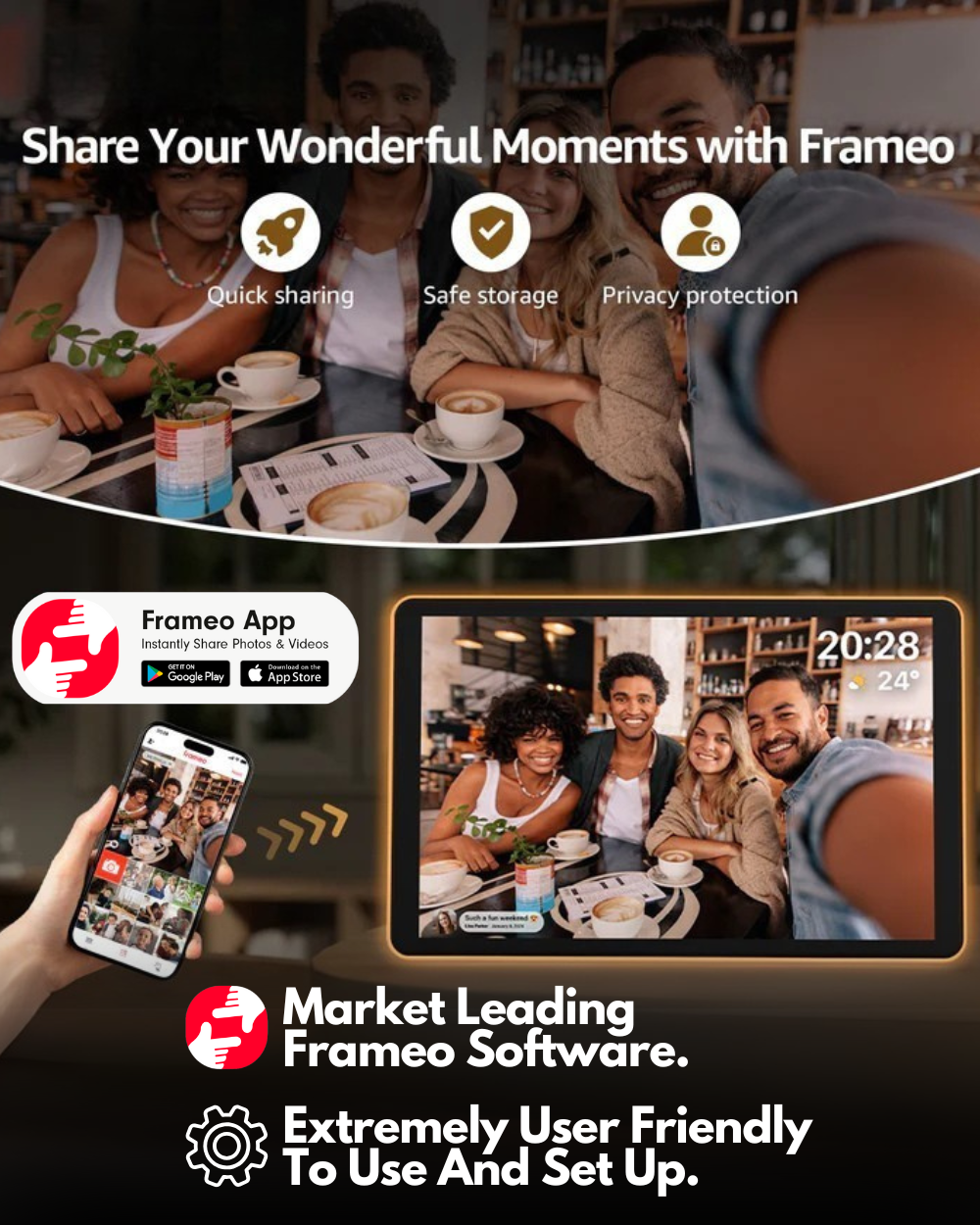LED Edge Digital Photo Frame - 10.1 Inch Display