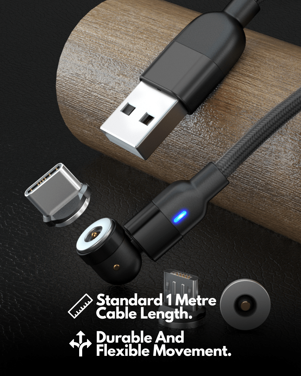 Câble de charge magnétique modifiable - USB C, Lightning, Micro USB