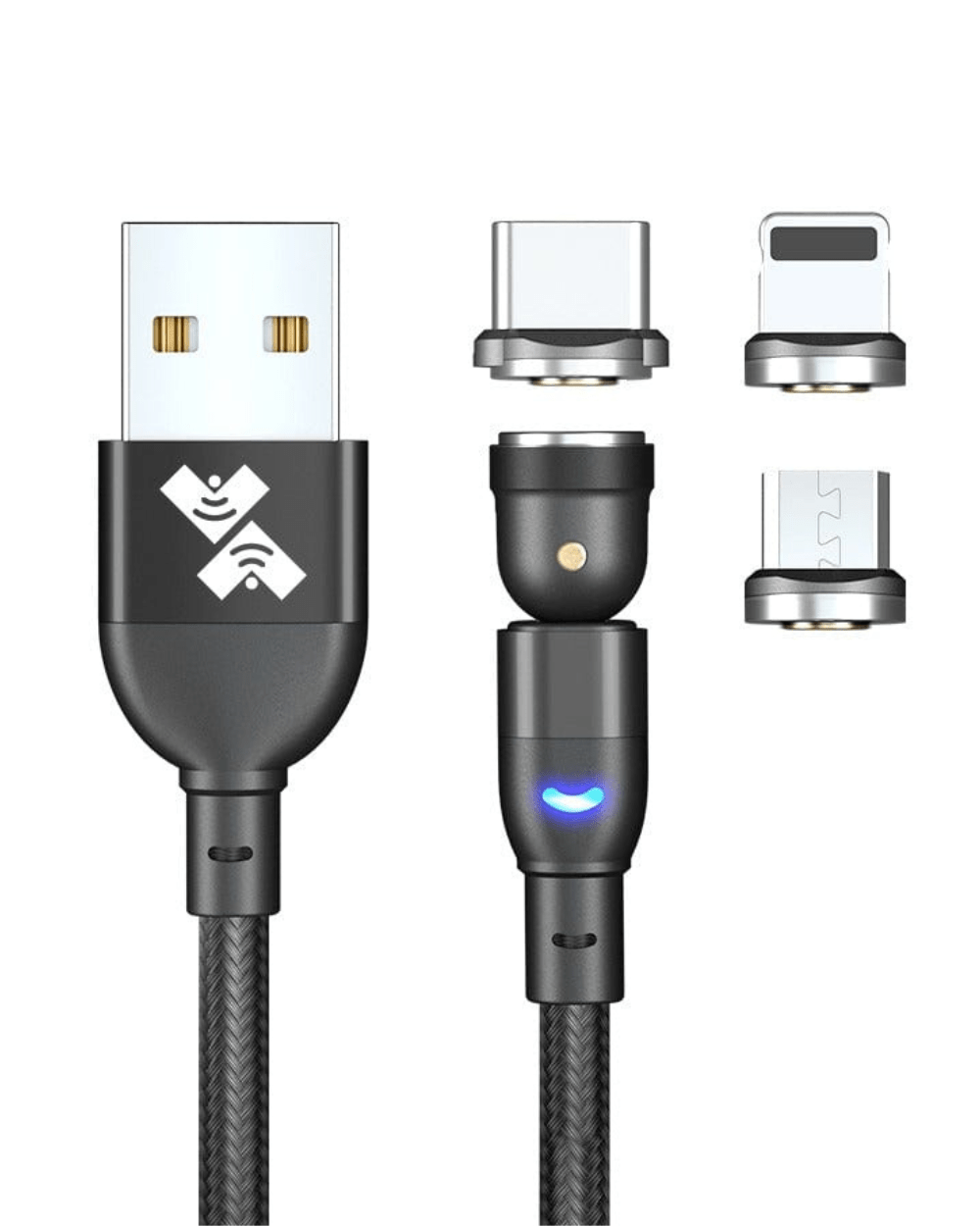 كابل شحن مغناطيسي قابل للتغيير - USB C، Lightning، Micro USB