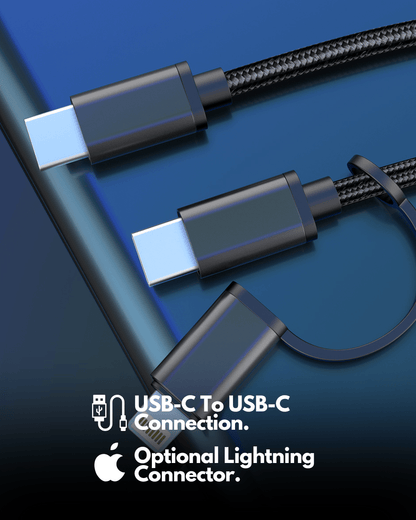 كابل شحن 2 في 1 من USB C إلى USB C + Lightning