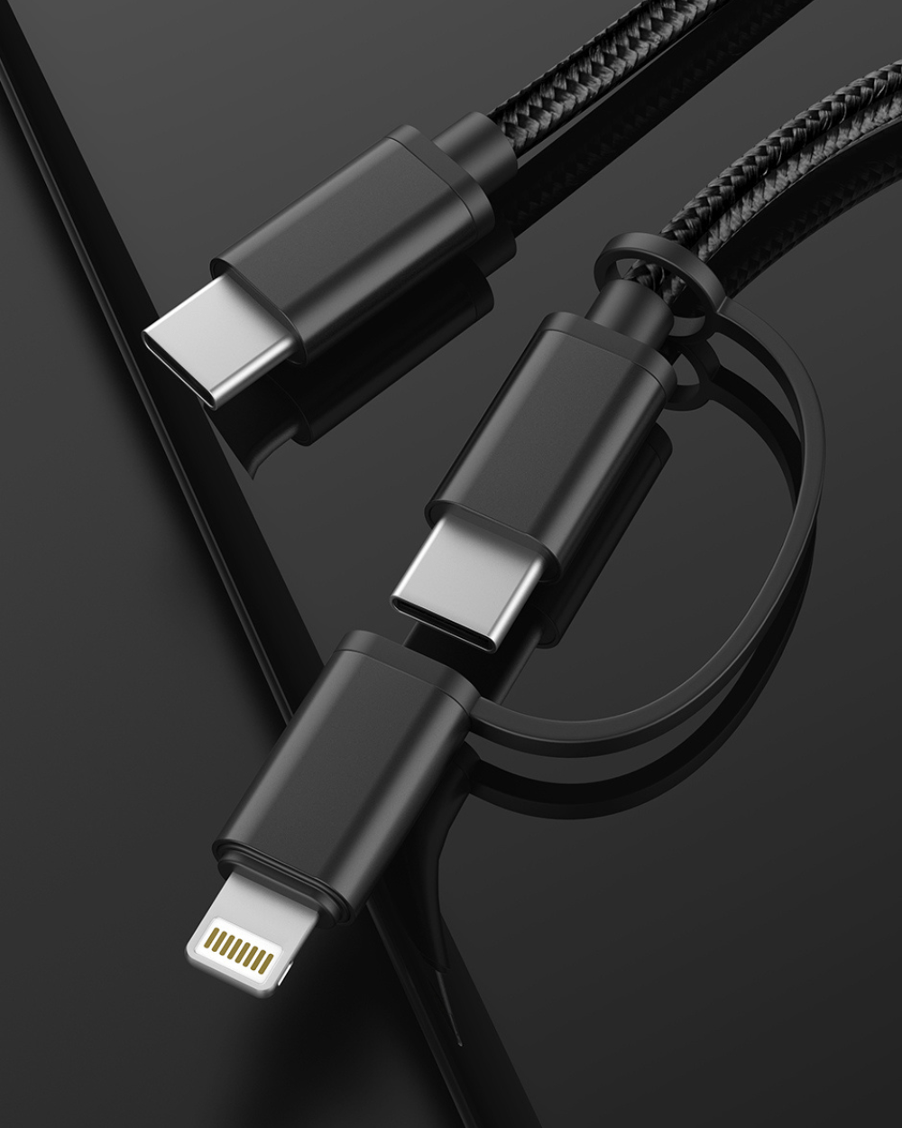 كابل شحن 2 في 1 من USB C إلى USB C + Lightning