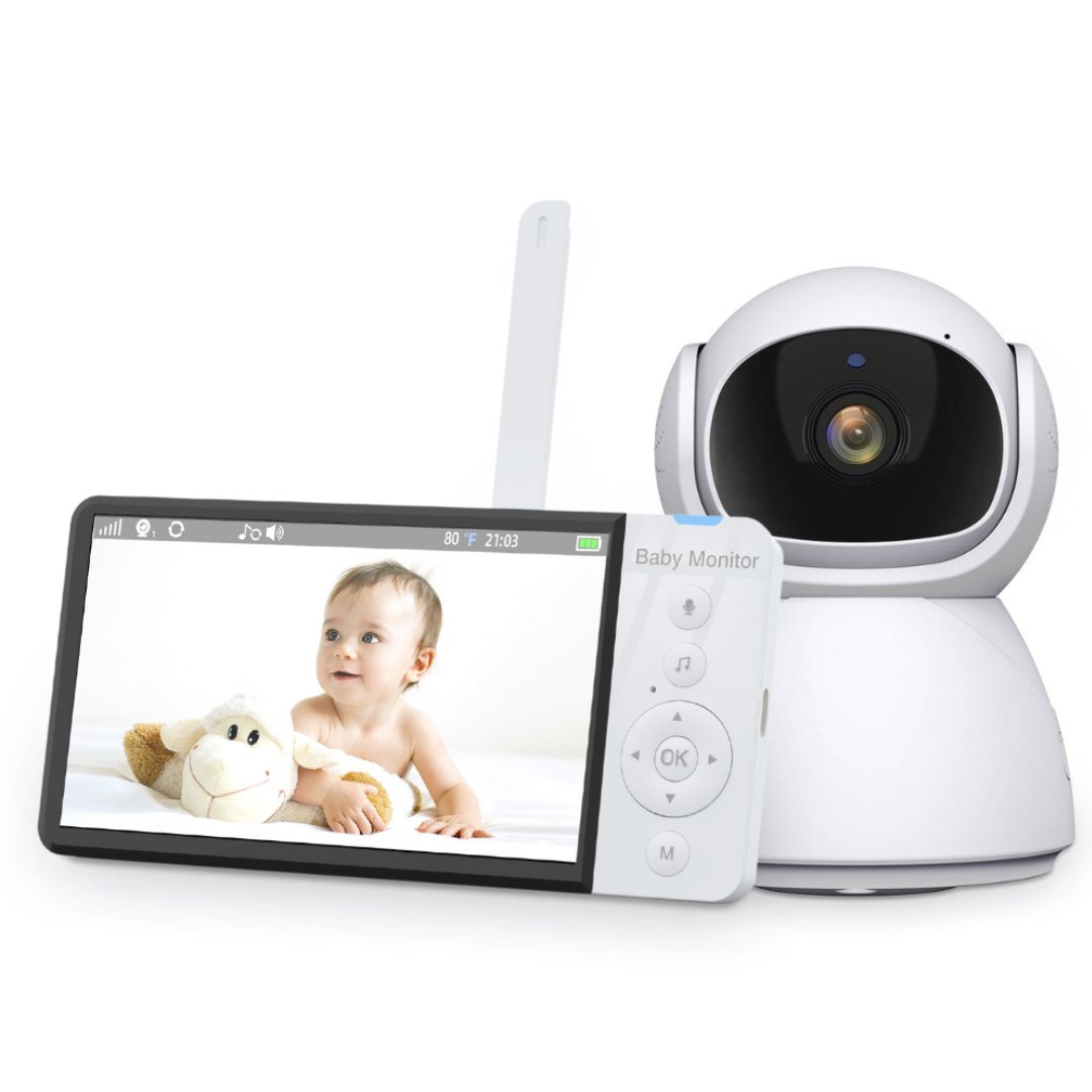 UK Technology Baby Monitor + Camera front view with a baby displayed on the monitor