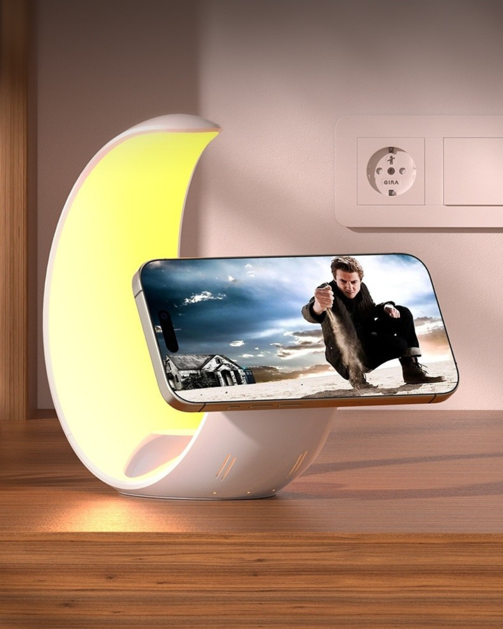 LED Moon Lamp - 3 In 1 Wireless Charging Station For iPhone, iWatch, Airpods