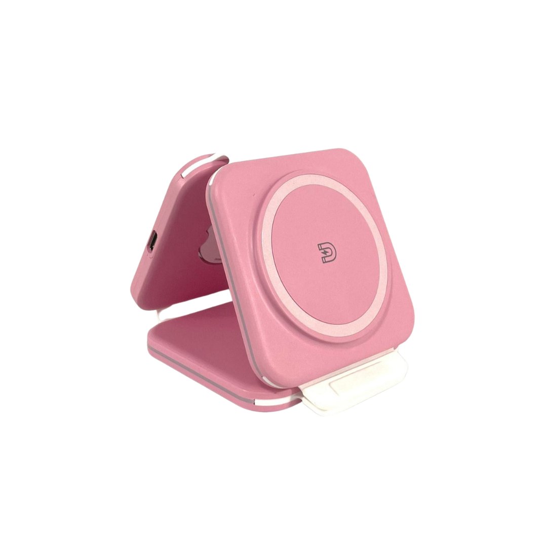 UK Technology 3-In-1 Portable Foldable Wireless Charger pink model