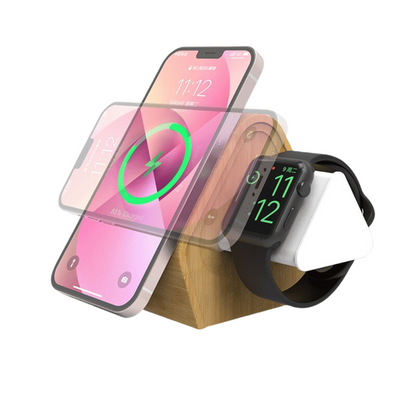 3-In-1 Bamboo Wireless Charging Station