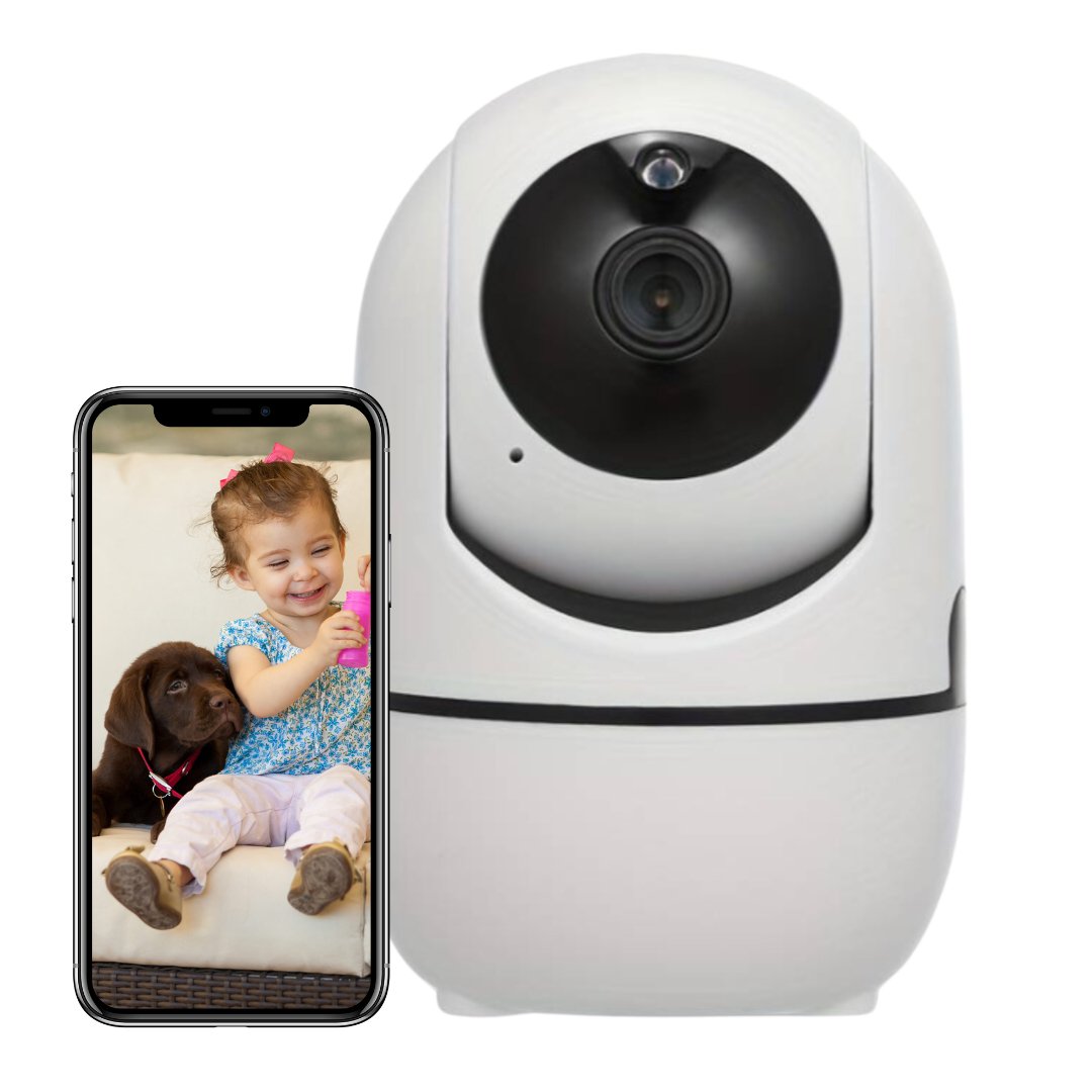 UK Technology Remote Viewing IP Intelligent Camera with phone showing live camera feed