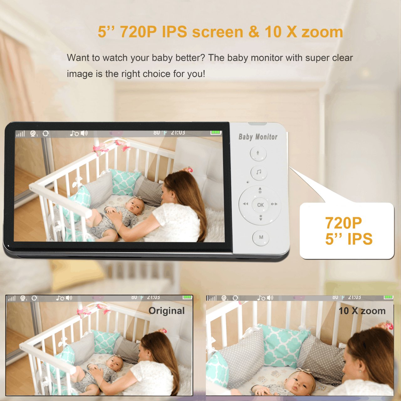 UK Technology Baby Monitor + Camera monitor clarity and viewing angles adjustable