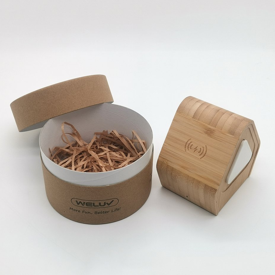 UK Technology 3-In-1 Bamboo Wireless Charging Station out of the packaging