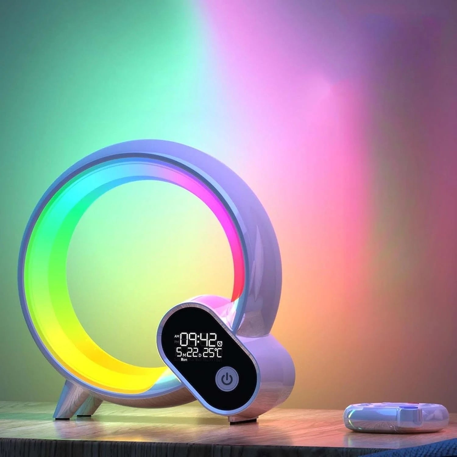 LED Bedside Night Light - Alarm Clock, Bluetooth Speaker (The Q Lamp)