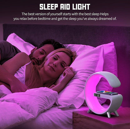 UK Technology G Shaped LED Lamp + Alarm Clock night light mode