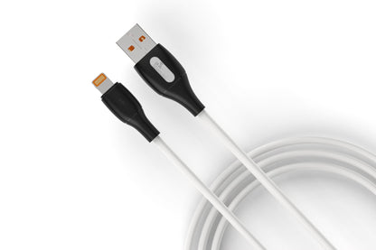 UK Technology Silicone Tangle-Free Charging Cable - Lightning white